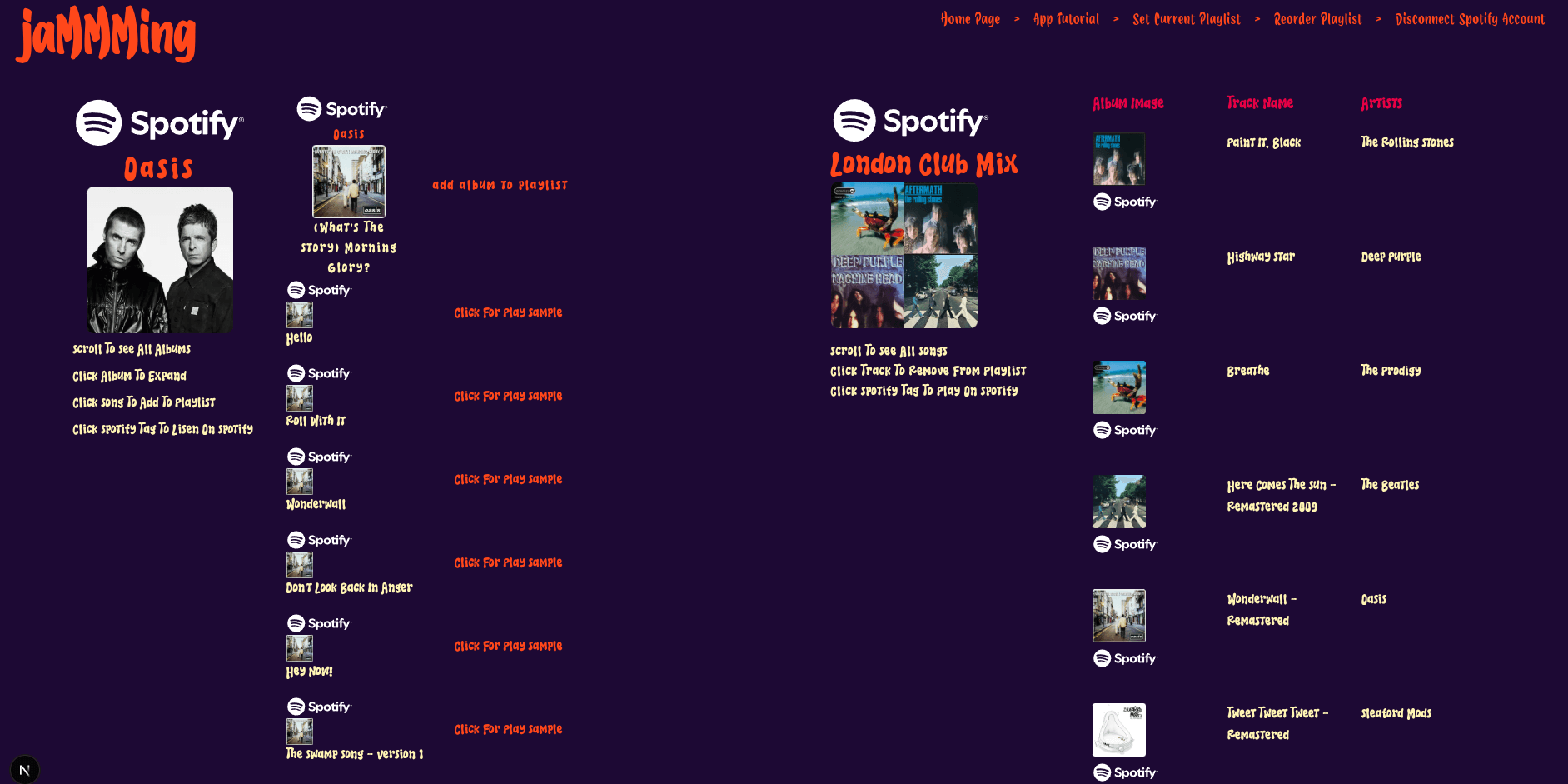 Jammming app screenshot image