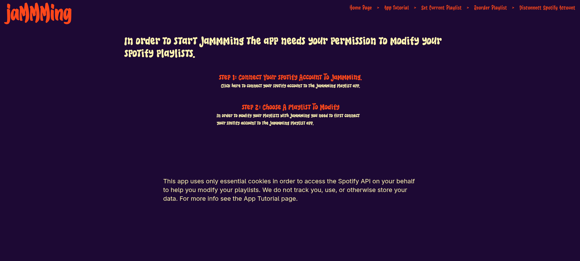 Jammming app screenshot image