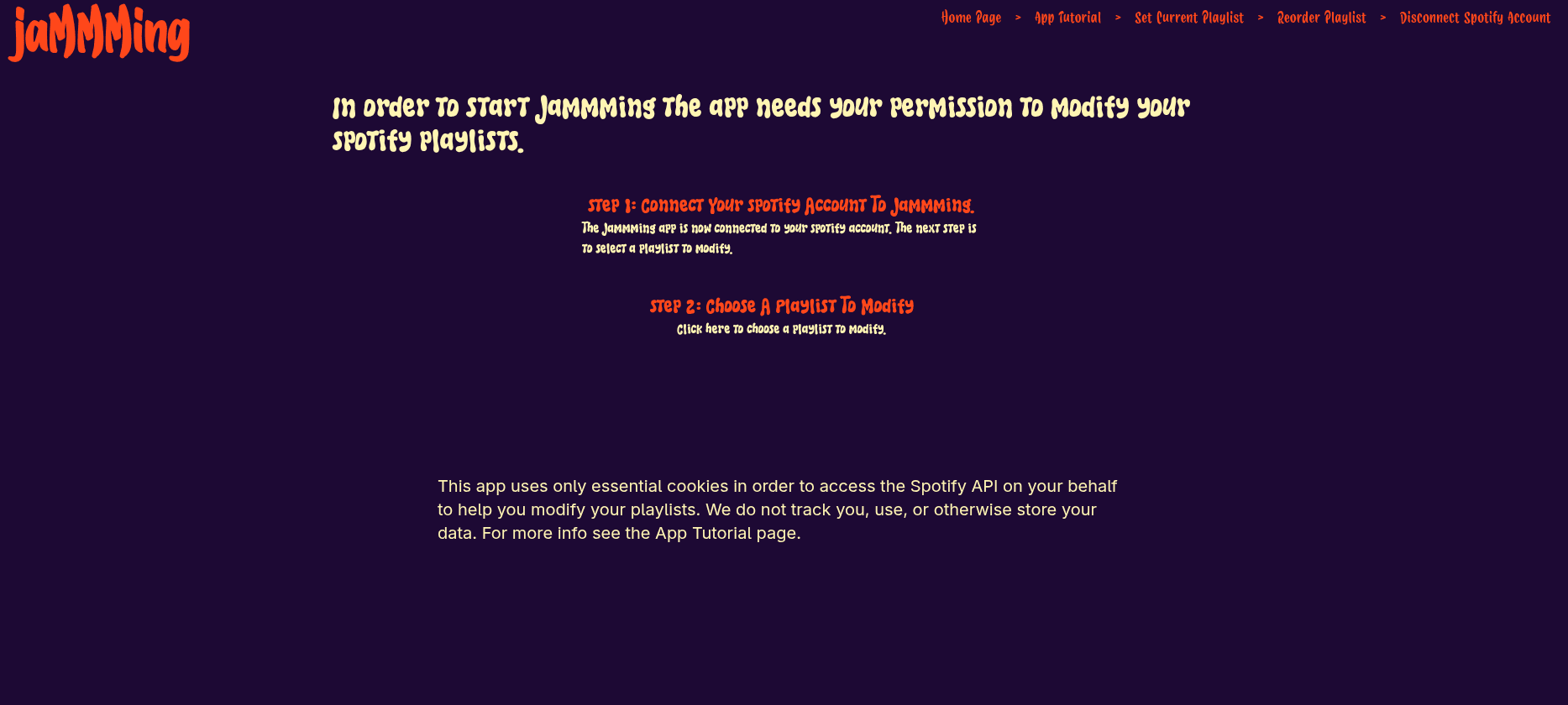 Jammming app screenshot image